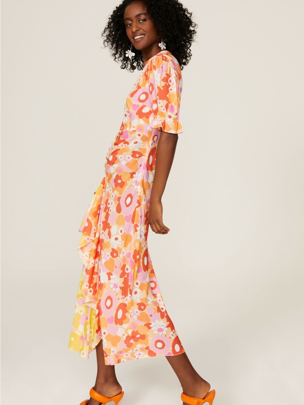 ✨RIXO | Ariel Colorblock Floral Retro Ruffle Maxi Sun Dress | Sz S - Picture 5 of 13